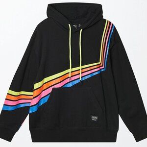 WeSC BLACK MIKE  RETRO RAINBOW STRIPED HOODIE  NWT